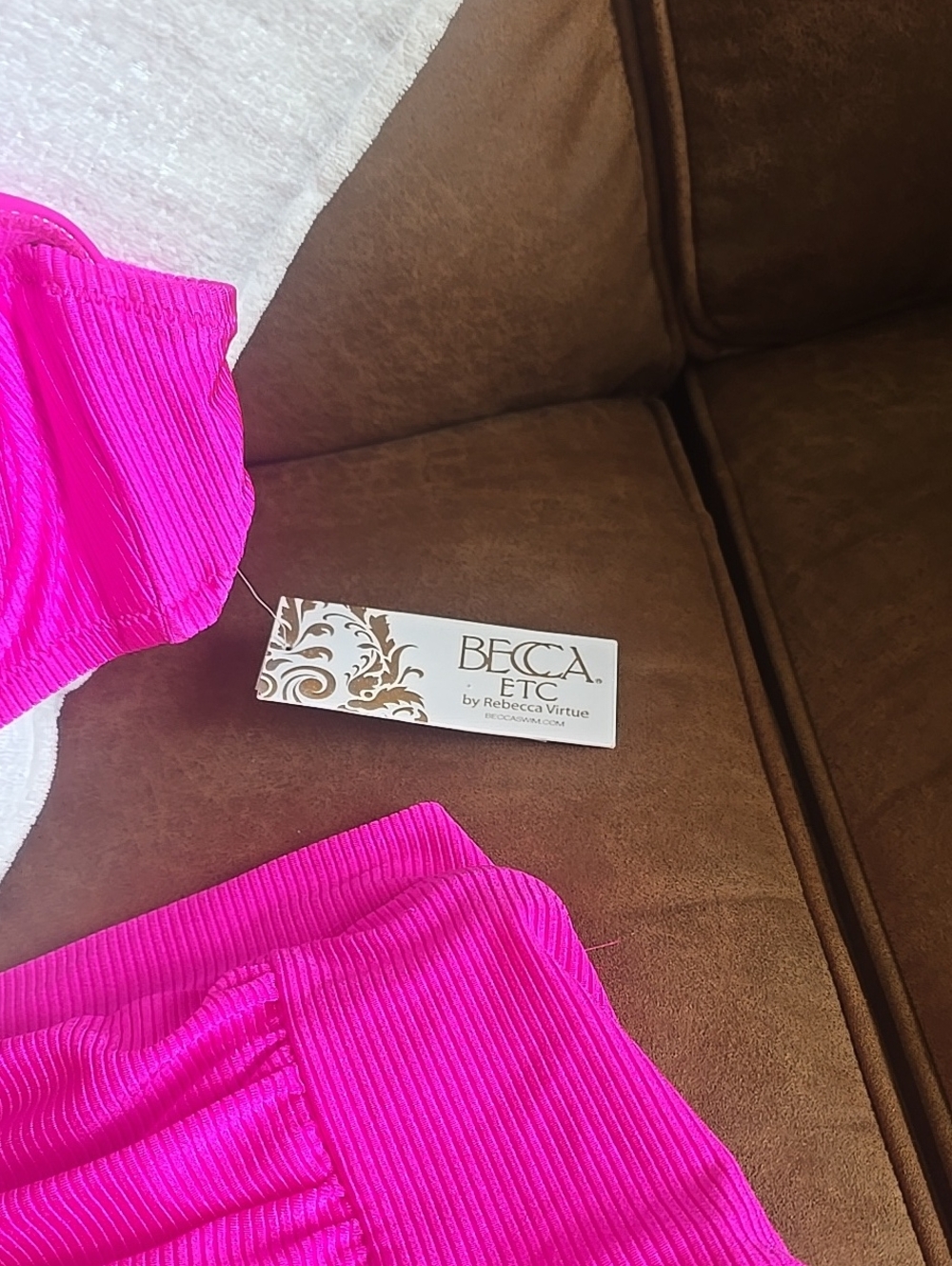 Becca ! Hot Pink Ribbed  Bikini Set - - Picture 2 of 6